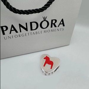 2pc Pandora Schwedisches Pferd Charm Dala Horse Swedish Horse Heart Pendant S925